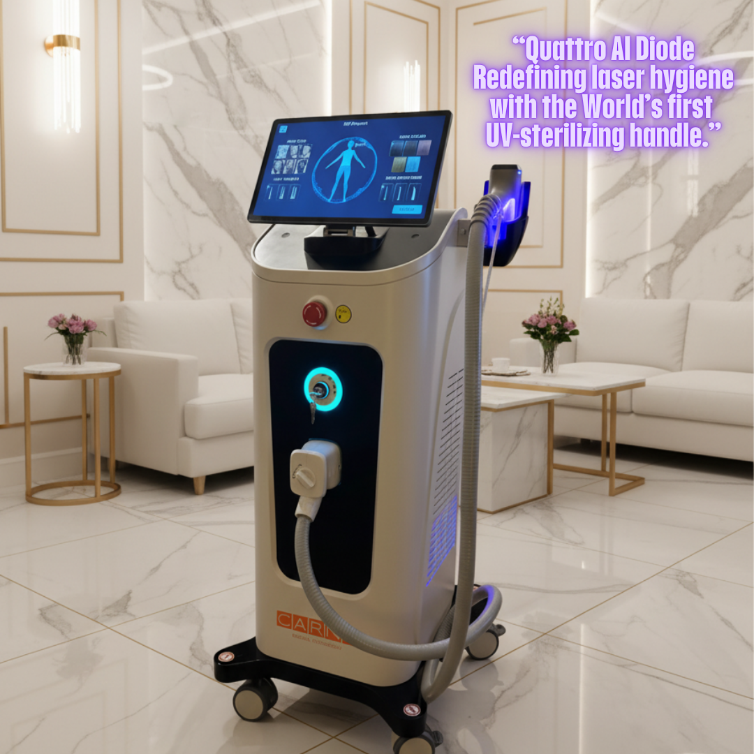 Quattro AI Diode — redefining laser hygiene with the worlds first UV sterilizing handle
